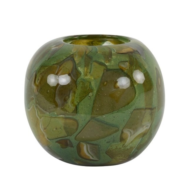 Light en Living Vaas Ø18x15,5 cm BEAUFORT glas groen-donker olijf groen