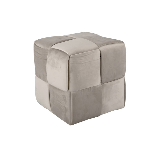 Leitmotiv Poef Weaved Velvet muisgrijs