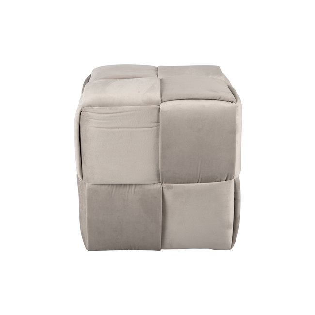 Leitmotiv Poef Weaved Velvet muisgrijs