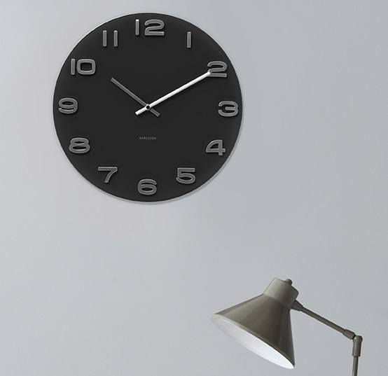 Karlsson - Wandklok Vintage Round - Zwart- 35cm
