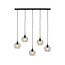 Light en Living Hanglamp 5L 104x20x120 cm RAKEL mat  zwart+helder