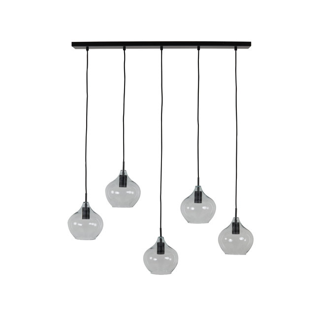 Light en Living Hanglamp 5L 104x20x120 cm RAKEL mat  zwart+helder