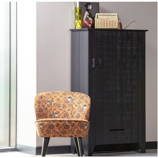 Woood Gijs Boerenkast Bezaagd Grenen Zwart [fsc]