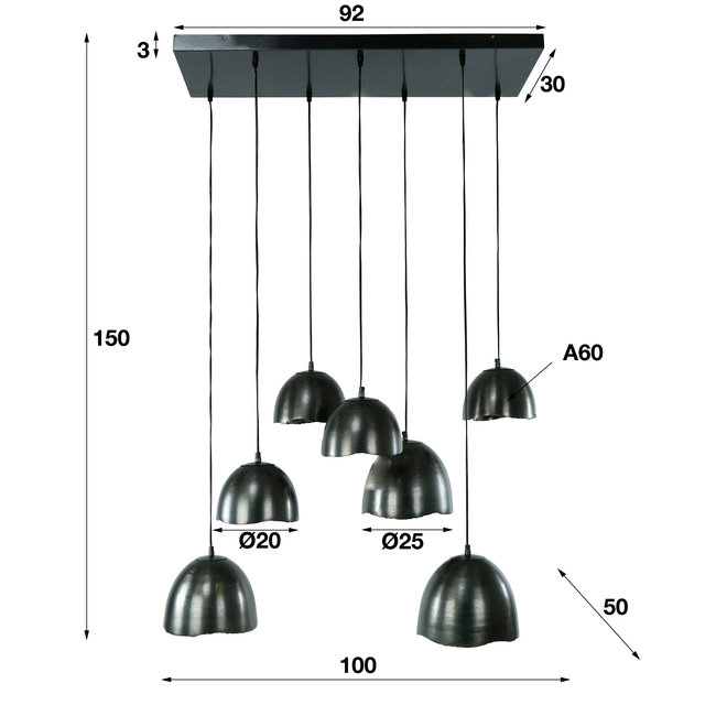WoonStijl Hanglamp 4+3L mirror