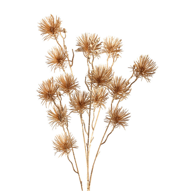 PTMD Kunsttak Twig Plant gold metallic pine spray