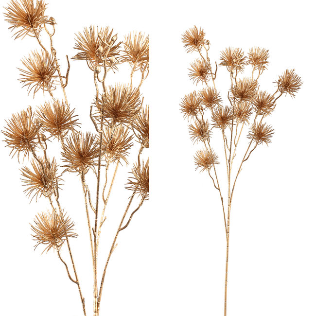 PTMD Kunsttak Twig Plant gold metallic pine spray
