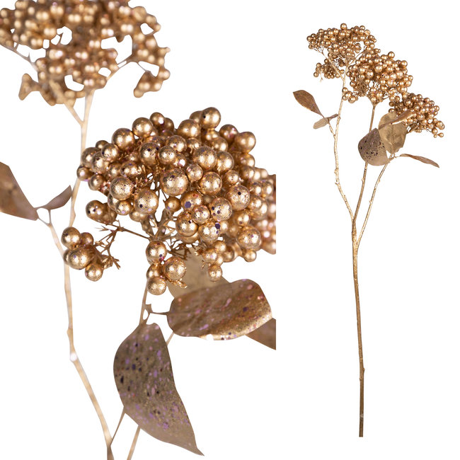 PTMD Kunsttak Berry Plant rose gold glitter berry spray