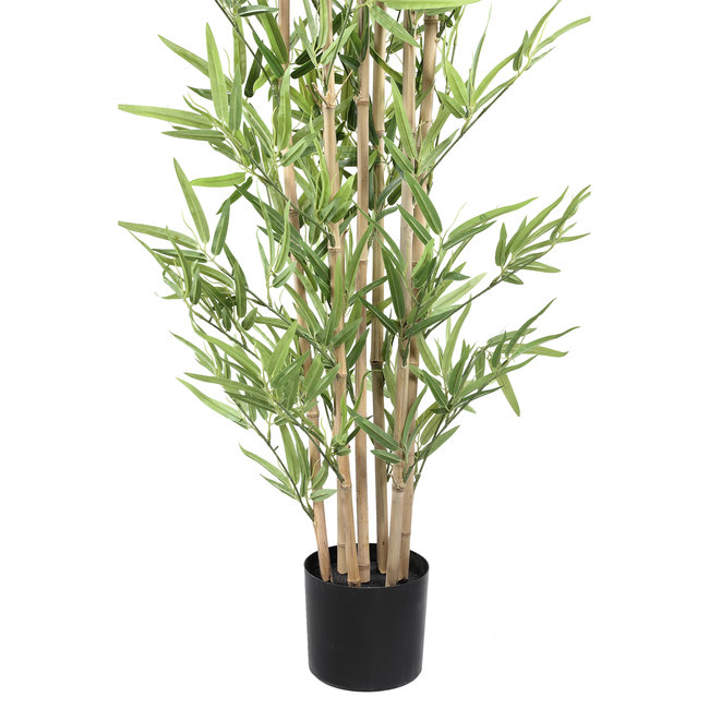 PTMD Kunstplant Leaves Plant green bamboo natural in pot - 240 cm hoog