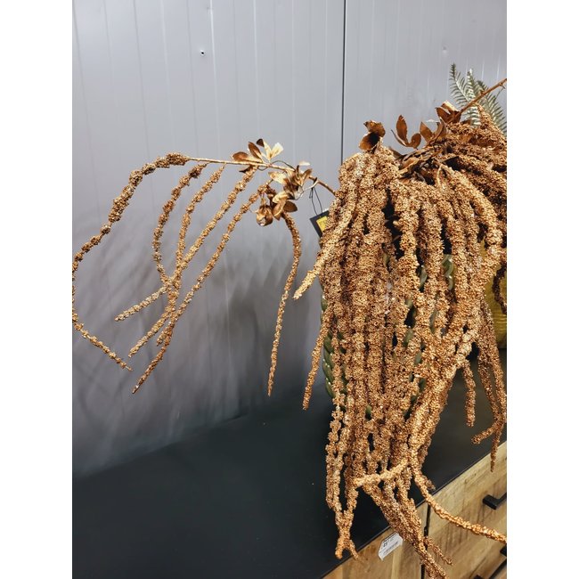 PTMD Kunsttak Twig Plant copper glitter amaranthus spray
