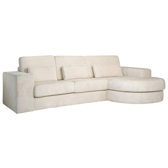 Richmond Interiors  Bank Felix 2.5 seats + lounge rechts rond white chenille (Bergen 900 white chenille)