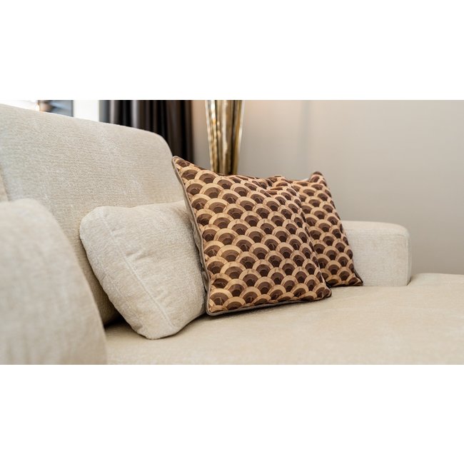 Richmond Interiors  Bank Felix 2.5 seats + lounge rechts rond white chenille (Bergen 900 white chenille)