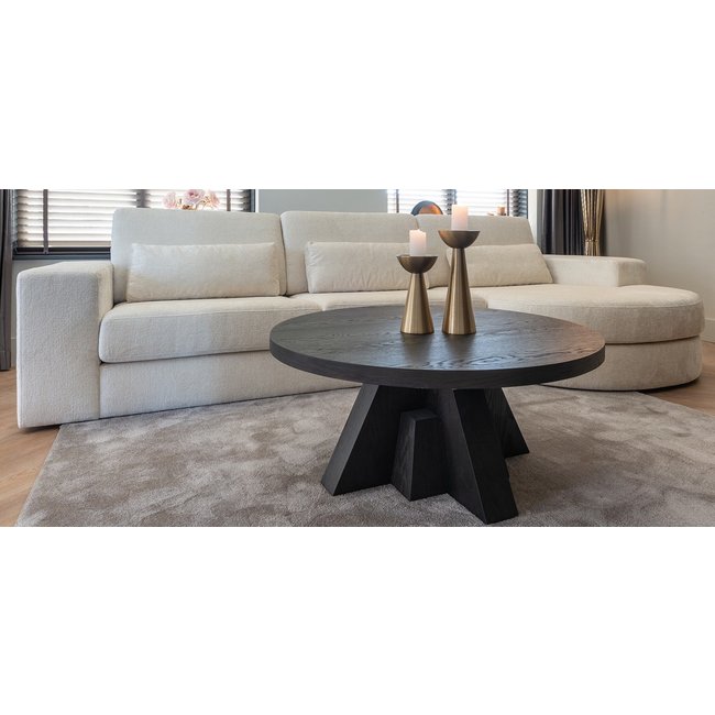 Richmond Interiors  Bank Felix lounge links rond + 2.5 zitter white chenille (Bergen 900 white chenille)