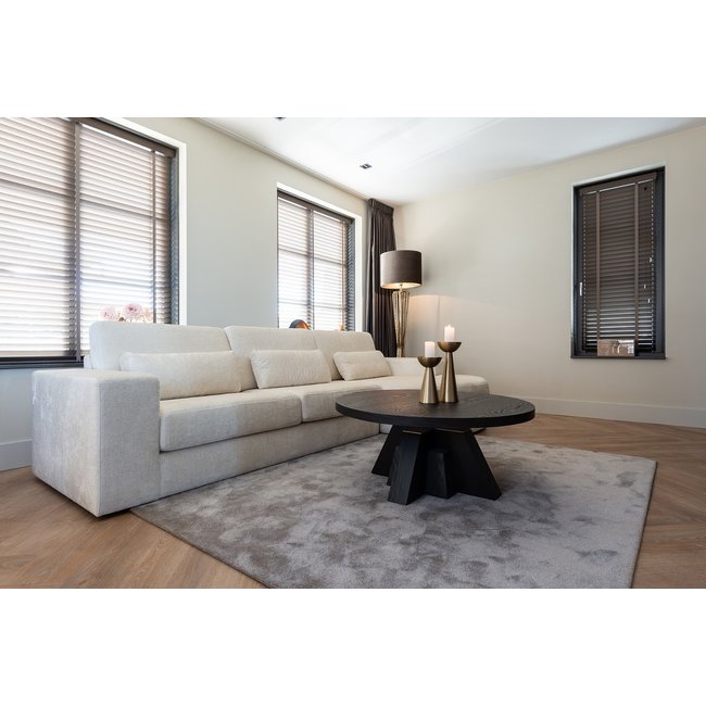 Richmond Interiors  Bank Felix lounge links rond + 2.5 zitter white chenille (Bergen 900 white chenille)