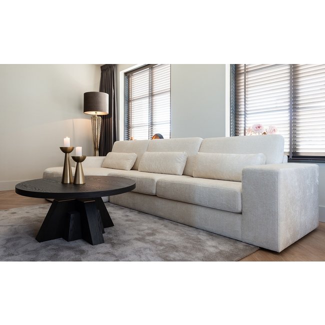 Richmond Interiors  Bank Felix lounge links rond + 2.5 zitter white chenille (Bergen 900 white chenille)
