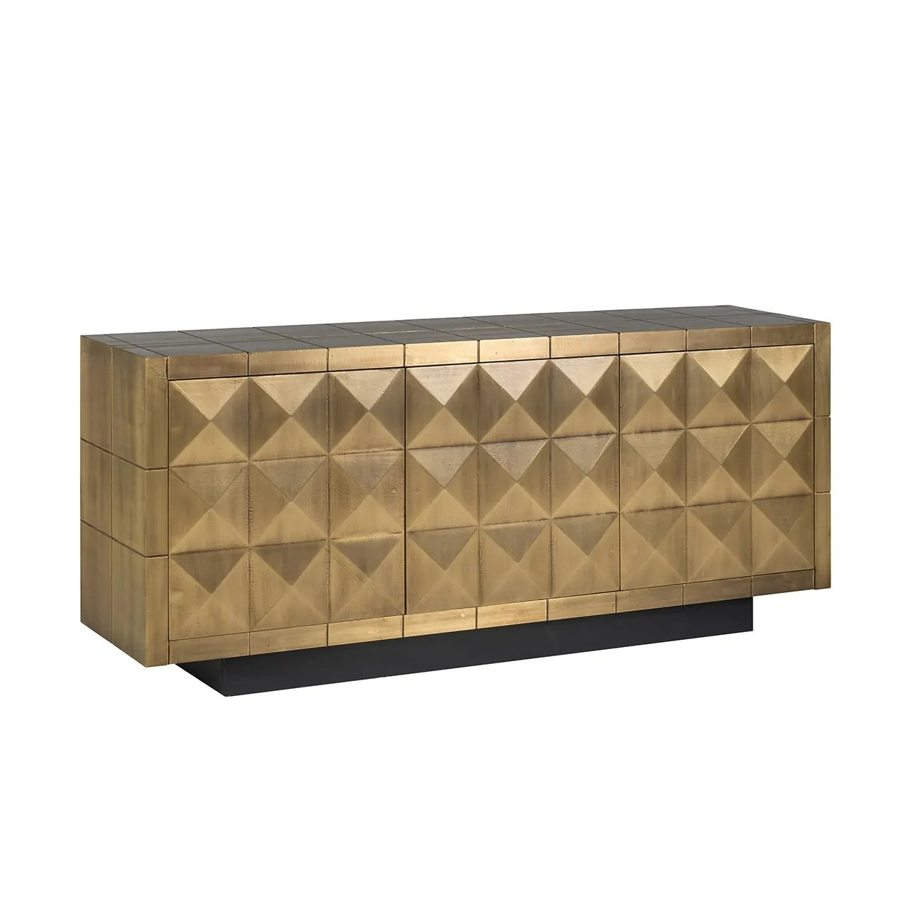Dressoir Yori metaal goud 200 cm 2 deuren 3 lades acrylvoet keramiek Laminam®Noir Desir bruin
