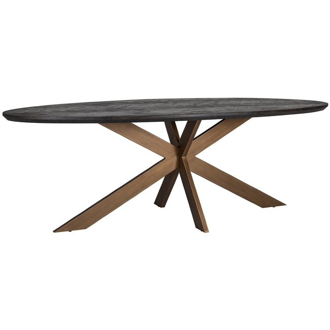 Richmond Interiors  Eettafel Blackbone brass ovaal 260 (Black rustic)