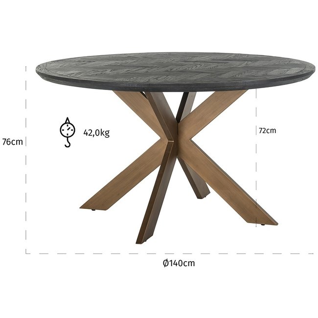 Richmond Interiors  Eettafel Blackbone brass 140Ø (Black rustic)