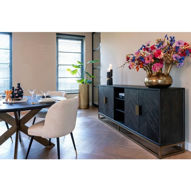 Richmond Interiors  Eettafel Blackbone brass 140Ø (Black rustic)