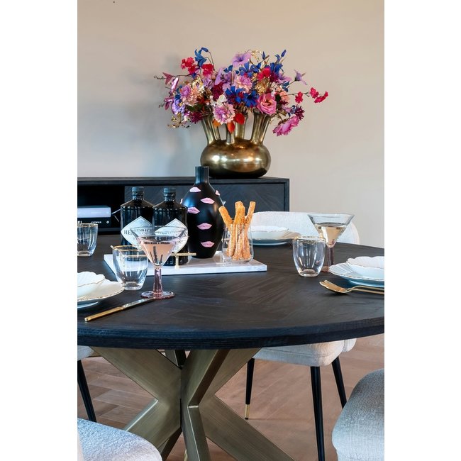 Richmond Interiors  Eettafel Blackbone brass 140Ø (Black rustic)