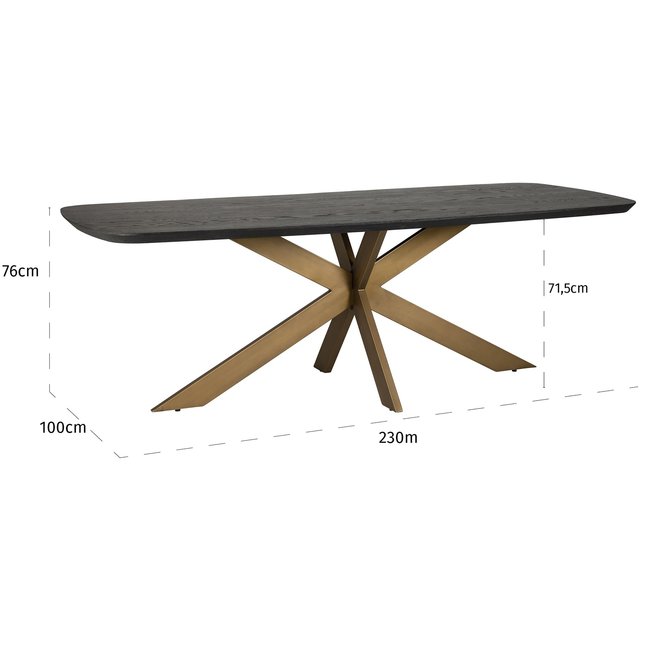 Richmond Interiors  Eettafel Cambon 280 deens ovaal (Dark coffee)