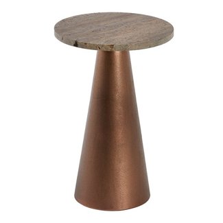 Light en Living Bijzettafel 36x36x51 cm YNEZ travertin  bruin+koper