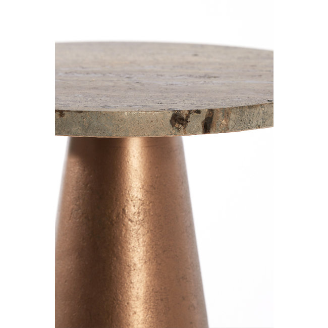 Light en Living Bijzettafel 36x36x51 cm YNEZ travertin  bruin+koper