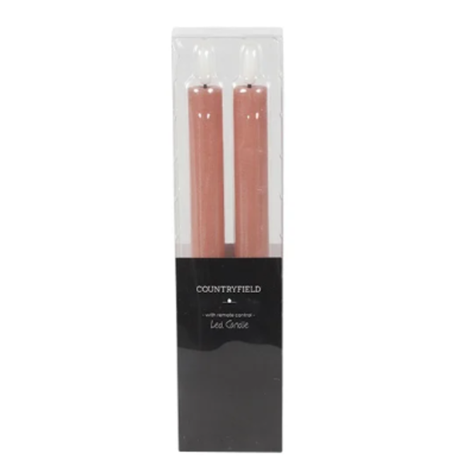 Countryfield Dinerkaars LED Diner rustiek roze met beweegbare vlam – 2 stuks