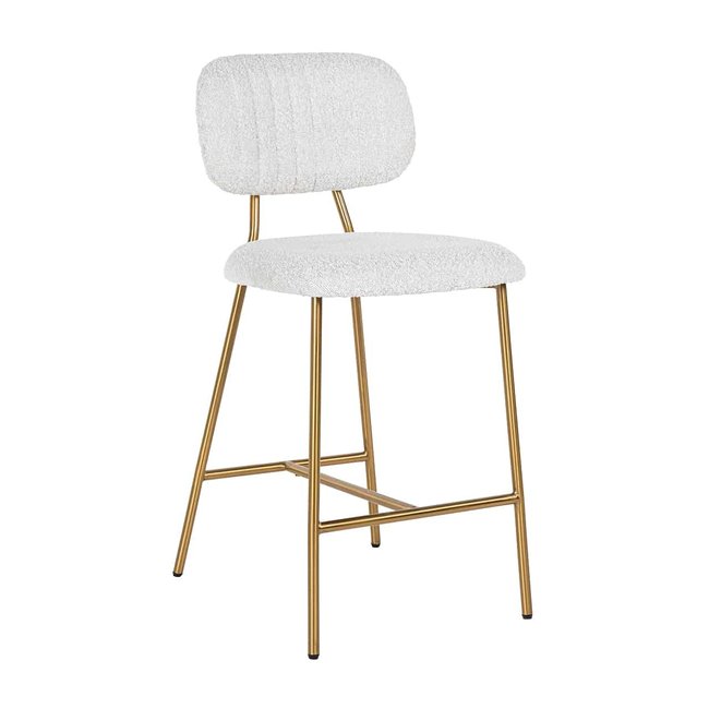 Richmond Interiors  Counterstoel Xenia White Bouclé / Brushed Gold (Copenhagen 900 Bouclé White)