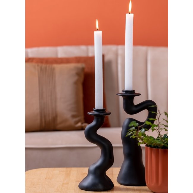 Present Time Kandelaar organic Swirl medium zwart