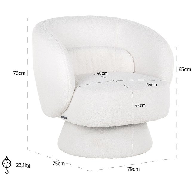 Richmond Interiors  Draaifauteuil Senna white furry