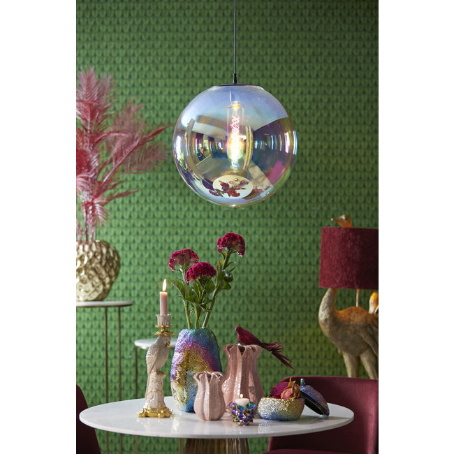 Light en Living Hanglamp MEDINA glas  rainbow+zwart - 3 afmetingen