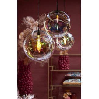 Light en Living Hanglamp MEDINA glas  rainbow+zwart - 3 afmetingen