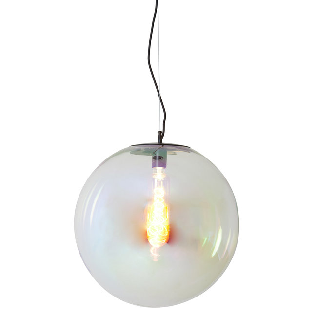 Light en Living Hanglamp MEDINA glas  rainbow+zwart - 3 afmetingen