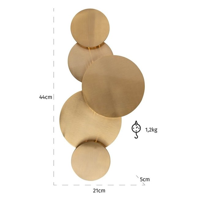 Richmond Interiors  Wandlamp Collin mat geborsteld goud