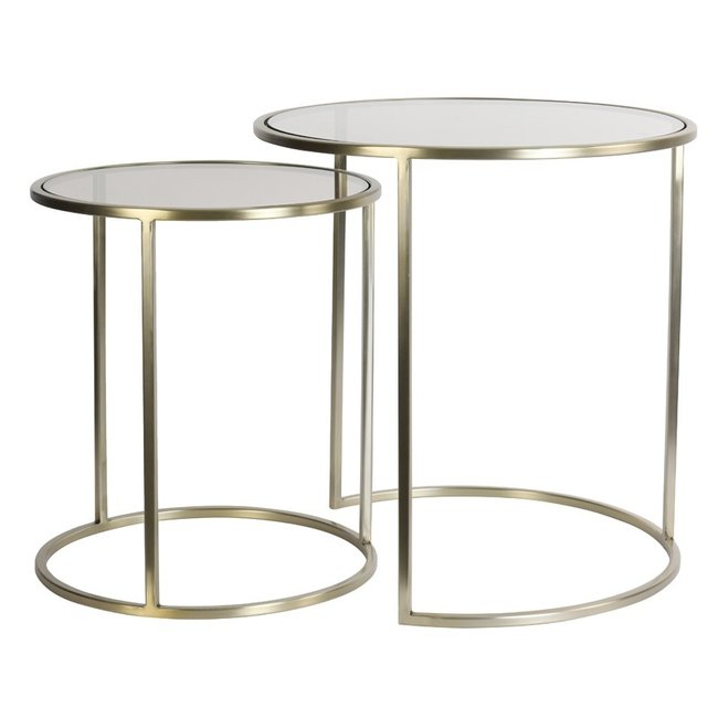 Light en Living Bijzettafel set van 2 DUARTE glas bruin+licht goud