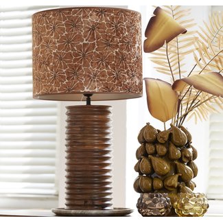 Light en Living Vaas NATALIA keramiek geel-bruin - 2 afmetingen