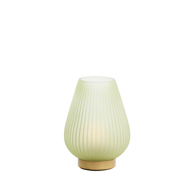 Light en Living Tafellamp LED TAJERA glas mat licht groen+goud - 2 afmetingen
