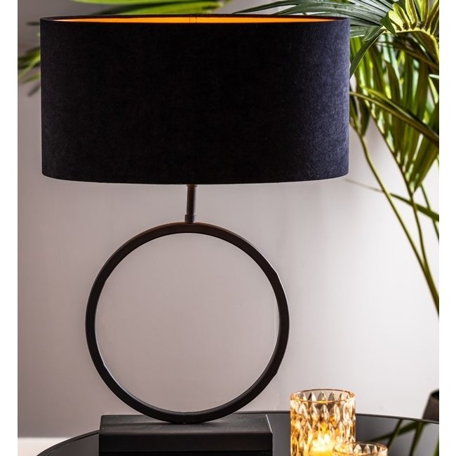 Light en Living Lampenkap ovaal recht VELOURS zwart-taupe - diverse maten