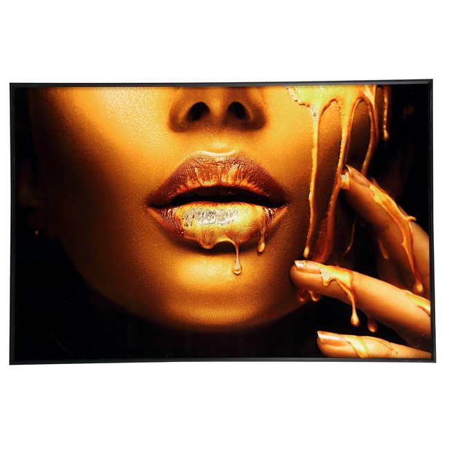PTMD Melani Glass schilderij foto vrouw gouden gezicht