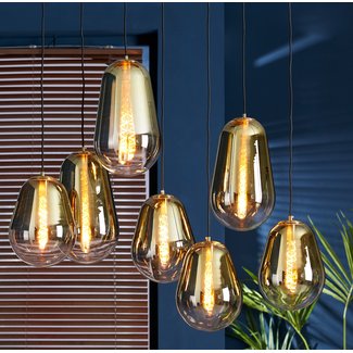 Light en Living Hanglamp 7L 100x35x69 cm MAEVE glas  goud-helder+goud