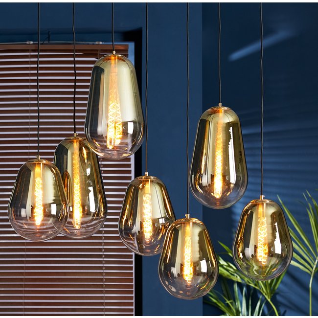 Light en Living Hanglamp 7L 100x35x69 cm MAEVE glas  goud-helder+goud