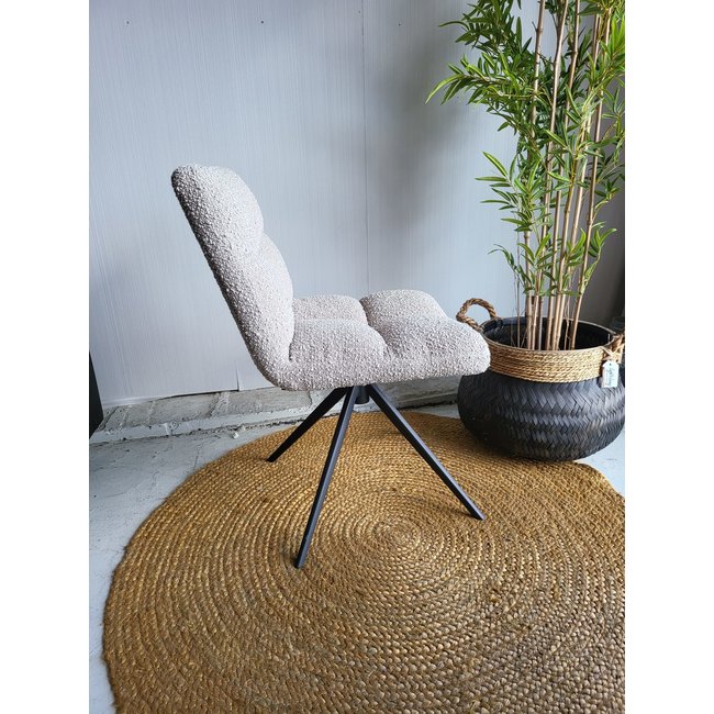 Woood Eettafelstoel Vinny Draaistoel Bouclé Zand