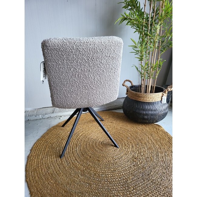 Woood Eettafelstoel Vinny Draaistoel Bouclé Zand