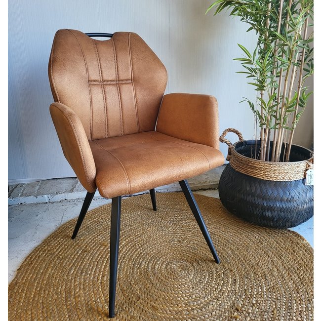 WoonMax Eettafelstoel Puck Zorro - Cognac, Antraciet, Groen, Clay, Zand of Taupe