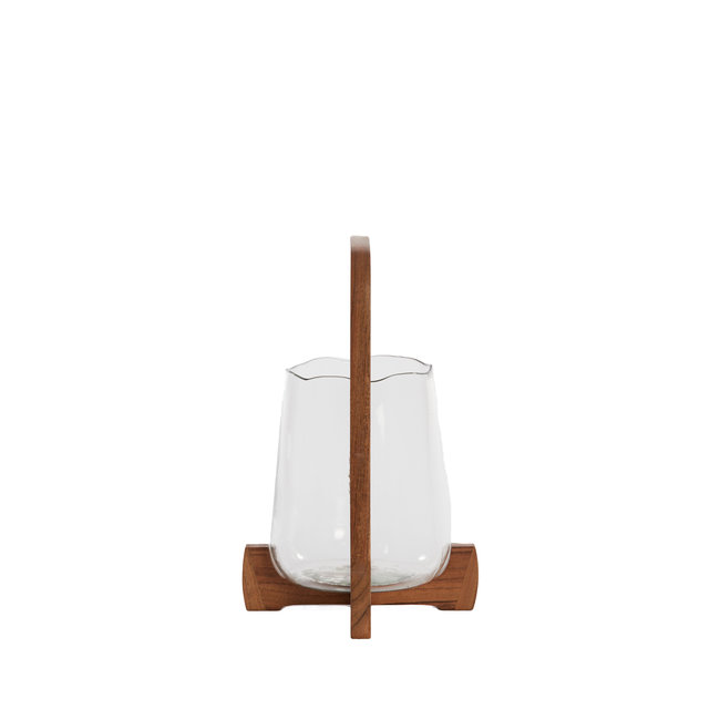 Light en Living Windlicht Ø21,5x35 cm ANOSY glas  helder+hout naturel