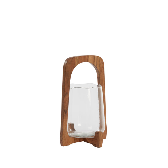 Light en Living Windlicht Ø21,5x35 cm ANOSY glas  helder+hout naturel