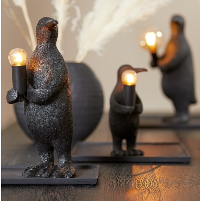 Light & Living Tafellamp E14 pinguïn mat zwart - Diverse afmetingen