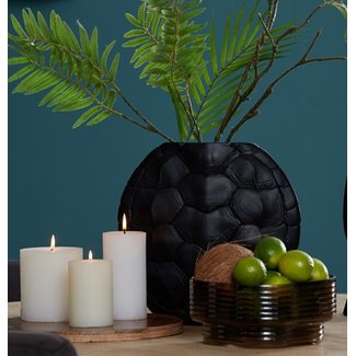 Light & Living Vaas deco 29,5x8x30 cm TURTLE mat  zwart