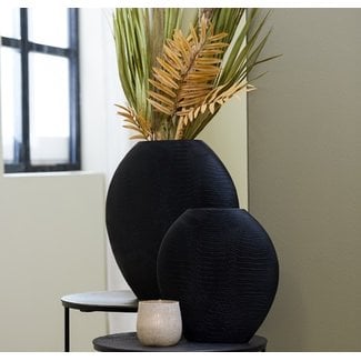 Light en Living Vaas deco 39x11x40 cm SKELD mat zwart