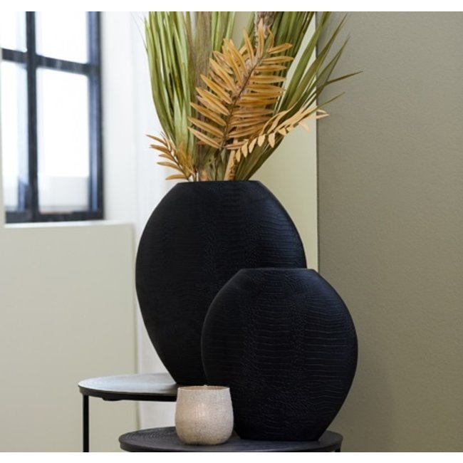 Light en Living Vaas deco 39x11x40 cm SKELD mat zwart
